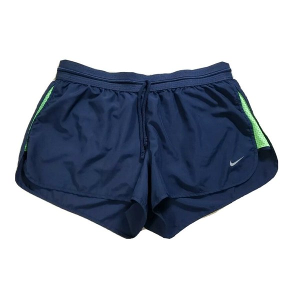 Nike Women's Running Gym Shorts Dry Dri-Fit Obsidian Blue Medium Drawstring - Picture 1 of 9